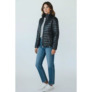 Womens S REI Co-op Magma 650 Down Jacket Black Puffer Quilted Full-Zip Packable